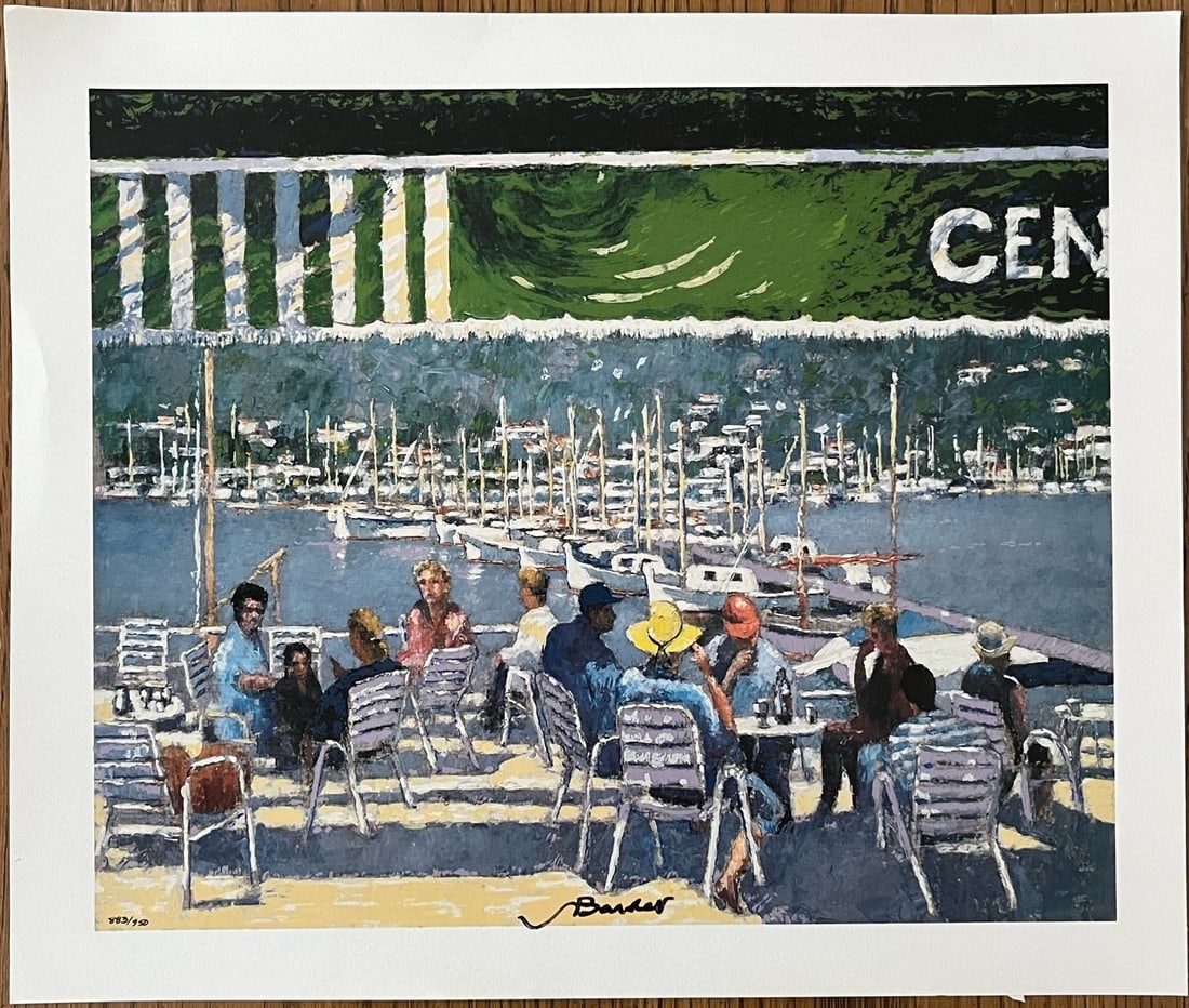 ANDRE BARDET - "At The Marina": hand signed and numbered serigraph, "At The Marina"; image size 12” x 14”, edition of 883/950, unframed