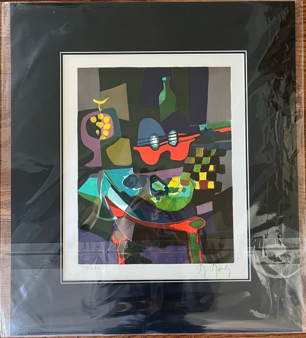 MARCEL MOULY - "La Guitare Bicolore": hand signed and numbered lithograph on paper "La Guitare Bicolore"; Image size 12" x 9.5", edition of 136/390, unframed