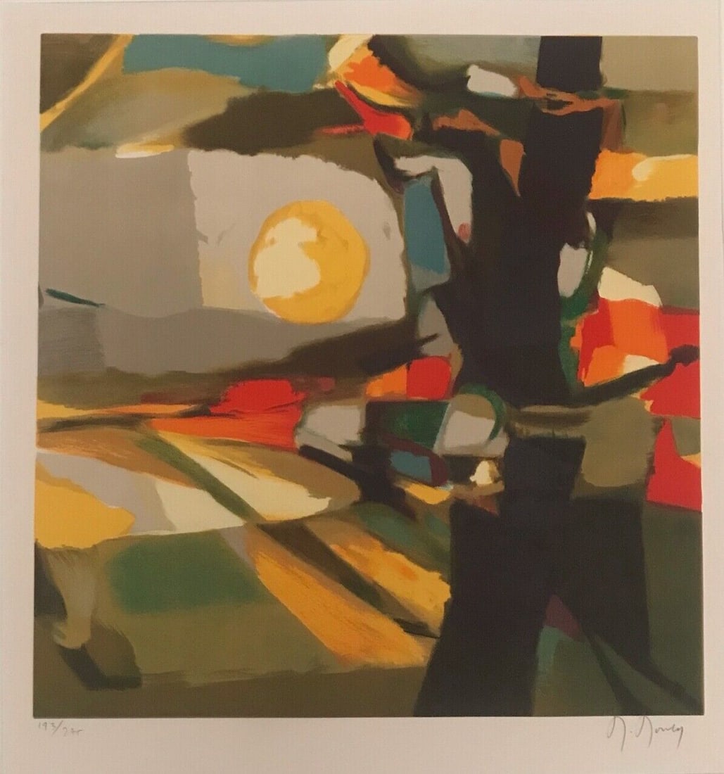 MARCEL MOULY - "Sunset Landscape": hand signed and numbered lithograph on paper, "Sunset Landscape"; image size 18" x 17", edition of 193/275, unframed