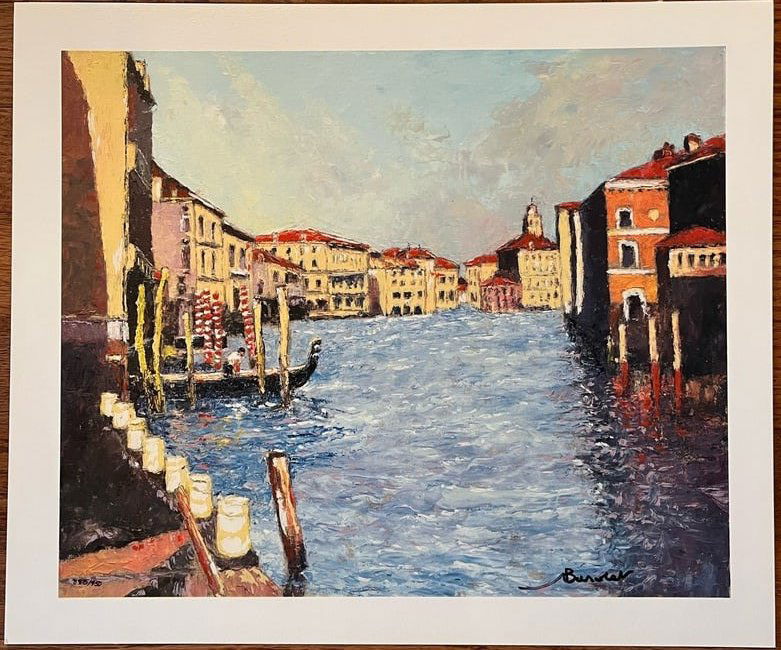 ANDRE BARDET - "Venetian Canal": ANDRE BARDET, hand signed and numbered lithograph, "Venetian Canal"; image size 11.5” x 14”, edition of 885/950, unframed
