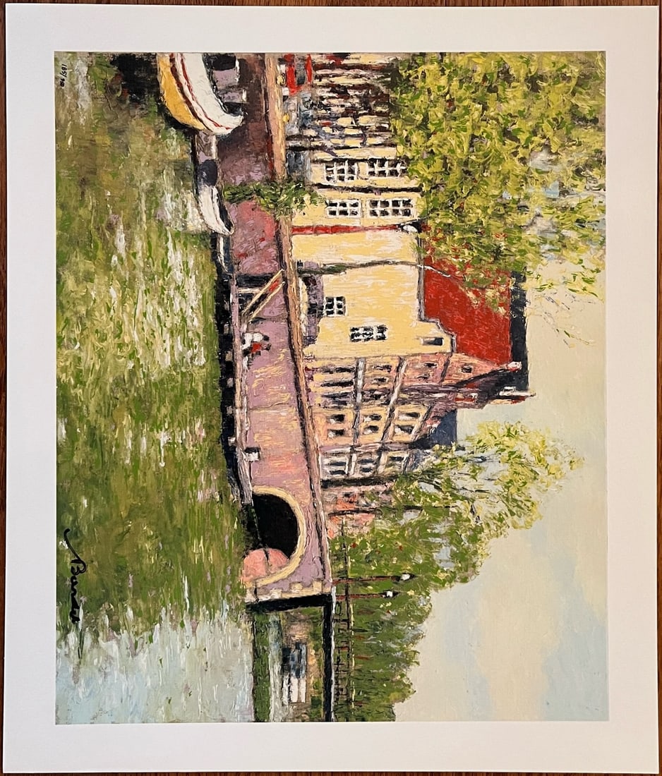 ANDRE BARDET - "Canal Meeting": ANDRE BARDET, hand signed and numbered lithograph, "Canal Meeting"; image size 11.5” x 14”, edition of 185/950, unframed