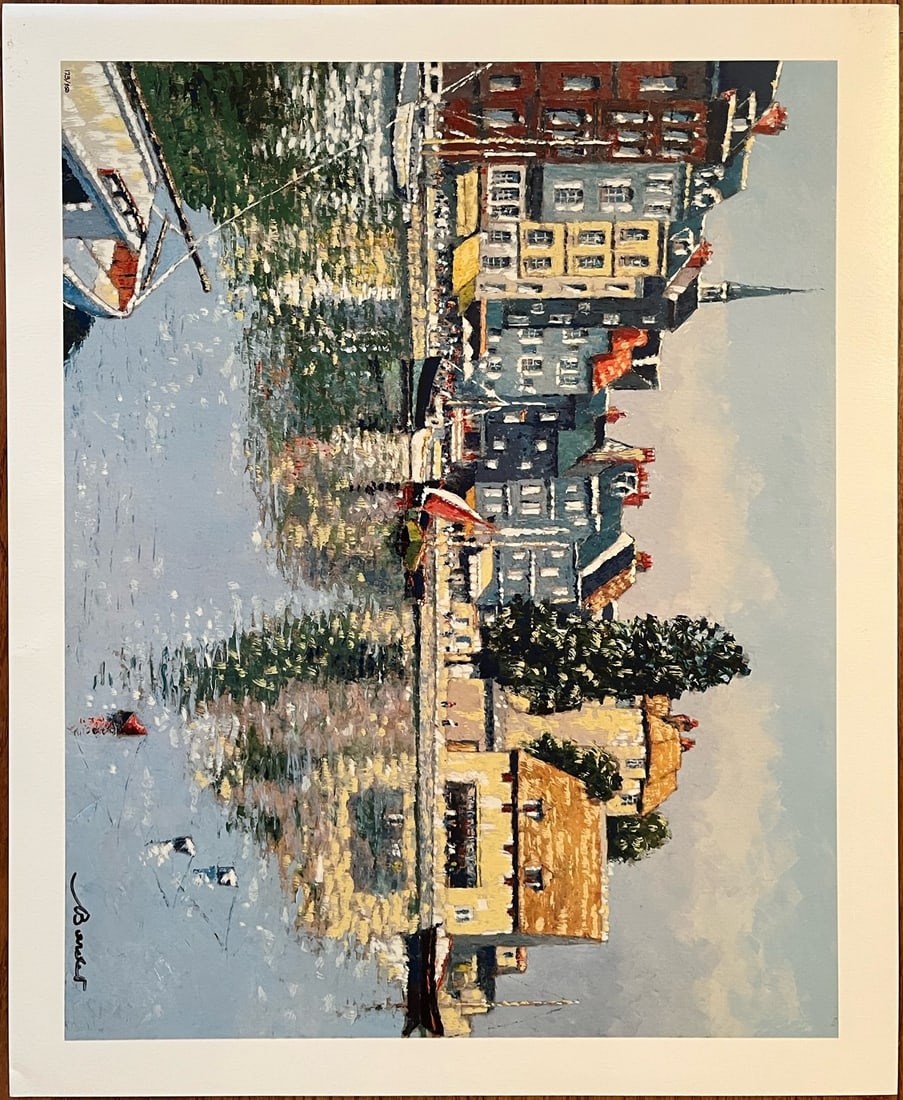 ANDRE BARDET - "Harbor Front": ANDRE BARDET, hand signed and numbered lithograph, "Harbor Front"; image size 16.5” x 21”, edition of 173/950, unframed