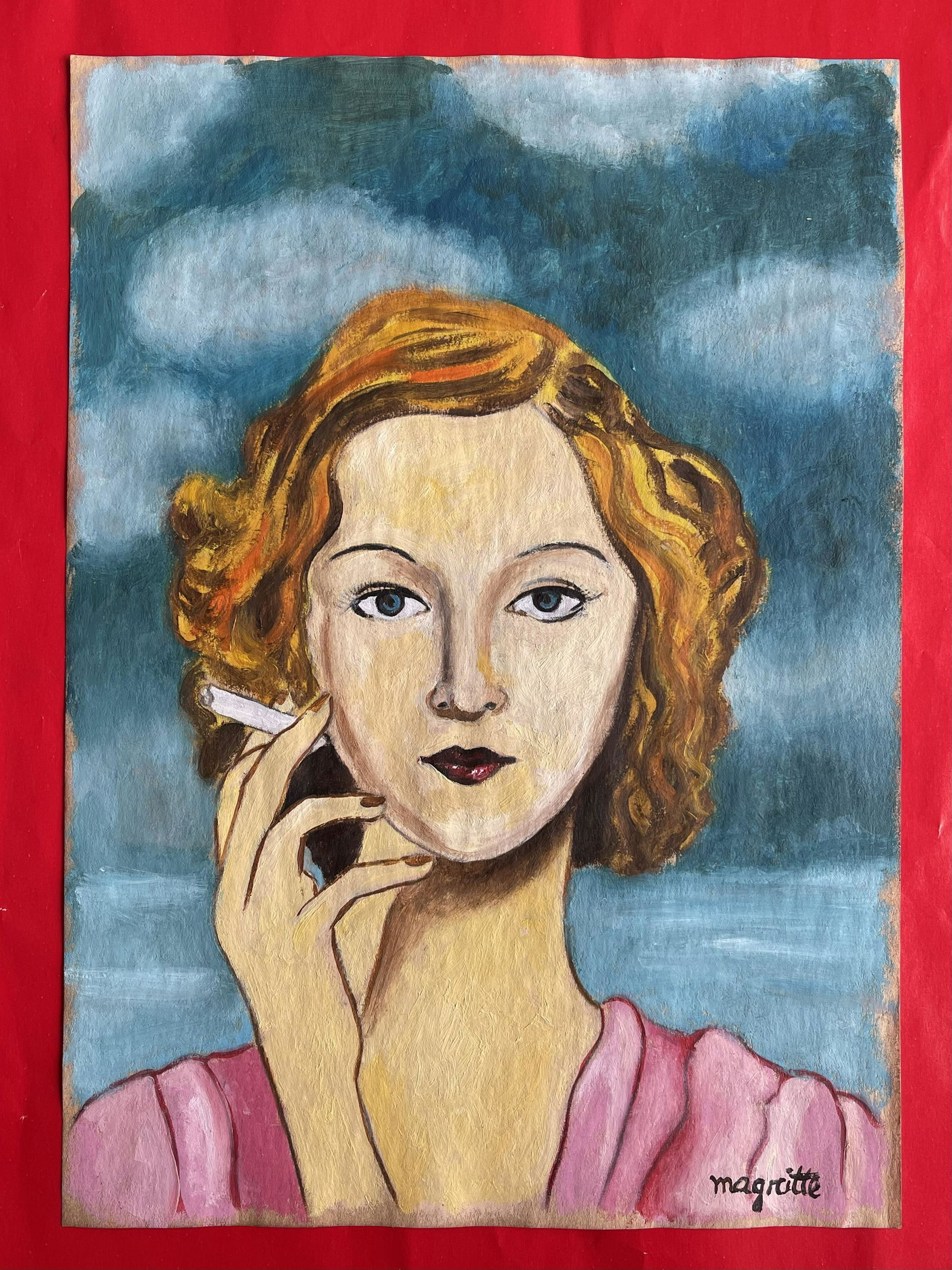 RenÃ© Magritte (Mixed Media on Paper Painting) in the style of (1 of 6)