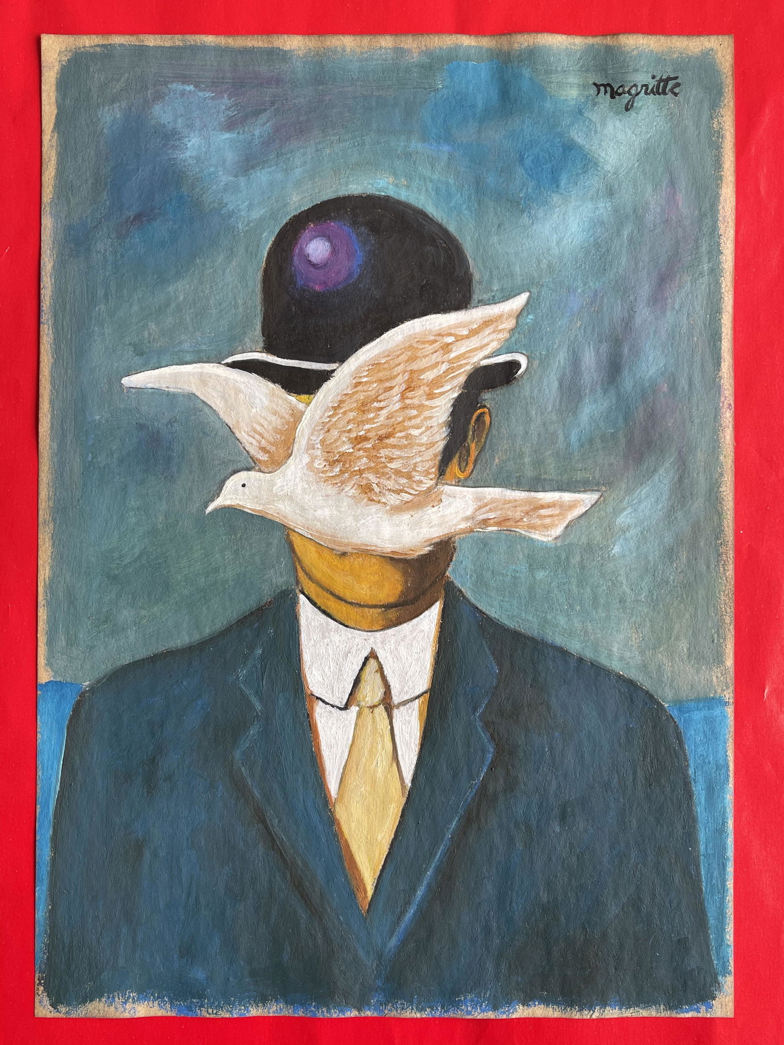 RenÃ© Magritte (Mixed Media on Paper Painting) in the style of (1 of 6)
