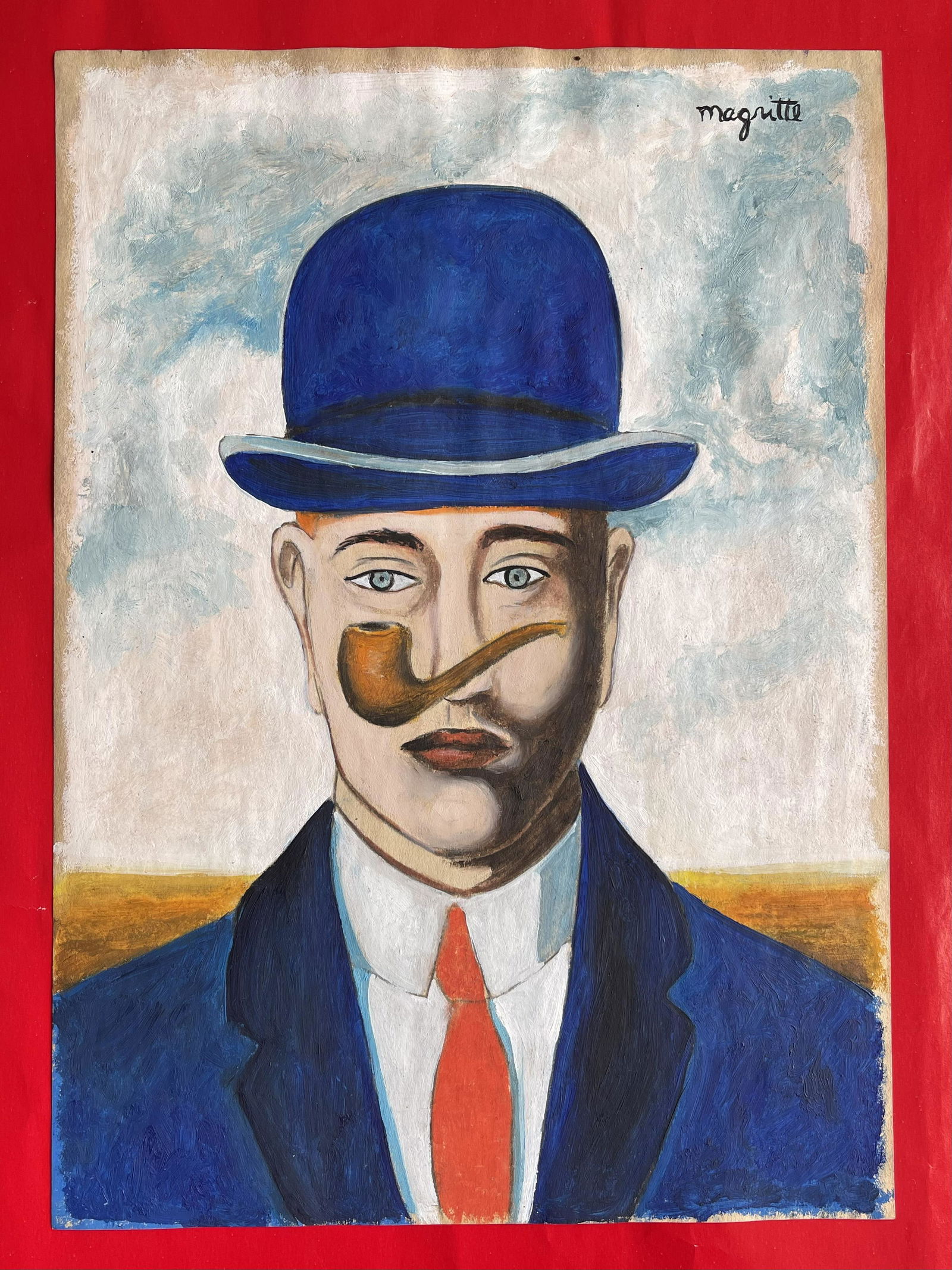 RenÃ© Magritte (Mixed Media on Paper Painting) in the style of (1 of 6)