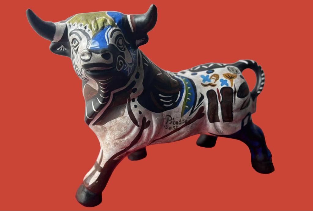 Pablo Picasso (Bull Sculpture Hand Painted in Oil) in the style of (1 of 12)