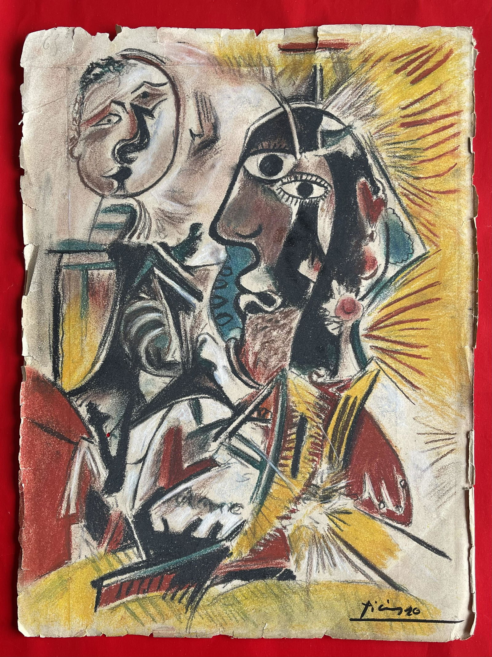 Pablo Picasso (Mixed Media on Paper Painting) in the style of (1 of 6)