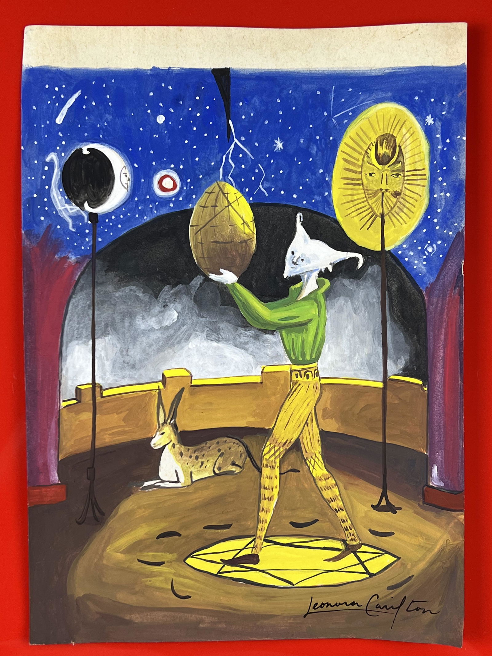 Leonora Carrington (Mixed Media on Paper Painting) in the style of (1 of 6)