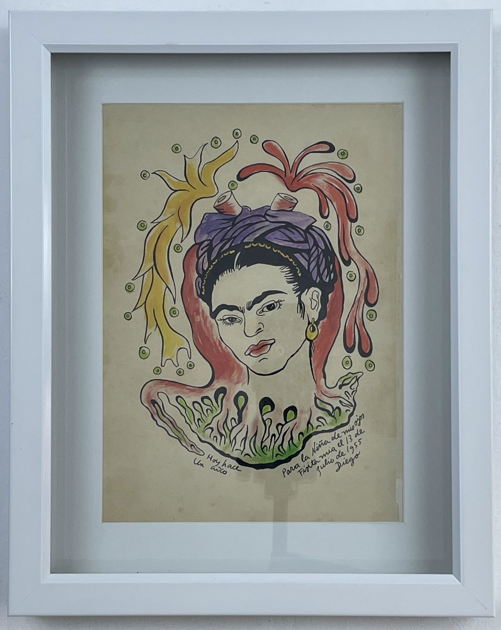Frida Kahlo (Mixed Media on Paper Painting) in the style of (1 of 6)