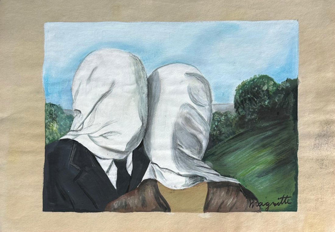 RenÃ© Magritte (Mixed Media on Paper Painting) in the style of (1 of 4)