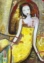 Gustav Klimt (Oil on Paper Painting) in the style of