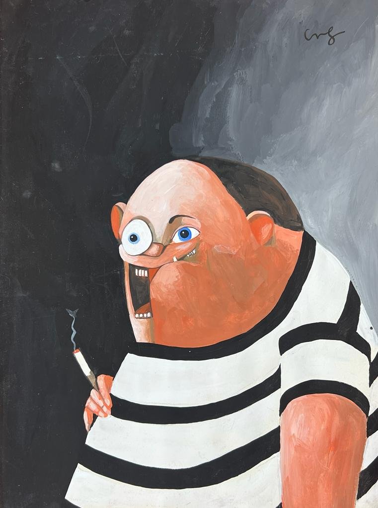 George Condo (Mixed Media on Paper Painting) in the style of (1 of 4)