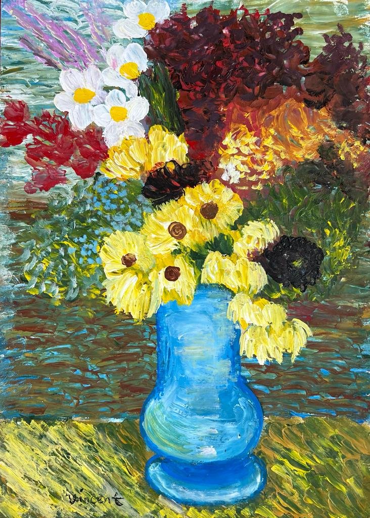Vincent Van Gogh Dutch (Oil on Paper Painting) in the style of: Rendered in the style of Vincent Van Gogh. Technique: Oil on Paper Painting. Measures: 8 x 11½ Inches. Provenance: Private Collection. A Certificate Accompanies this lot. Van Gogh lived between