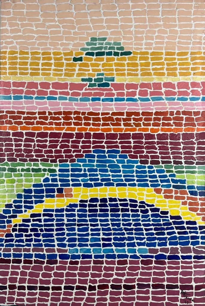 Alma Thomas (Oil on Canvas Painting) in the style of: Rendered in the style of Alma Thomas. Technique: Oil on Canvas Painting. Measures: 20 x 23 Inches. Provenance: Private Collector. A Certificate Accompanies this lot. The artwork is framed. Thomas live