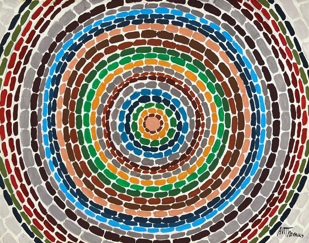 Alma Thomas (Mixed Media on Paper Painting) in the style of: Rendered in the style of Alma Thomas. Technique: Mixed Media on Paper Painting. Measures: 9½ x 12 Inches. Provenance: Private Collection. A Certificate Accompanies this lot. Thomas lived betwee