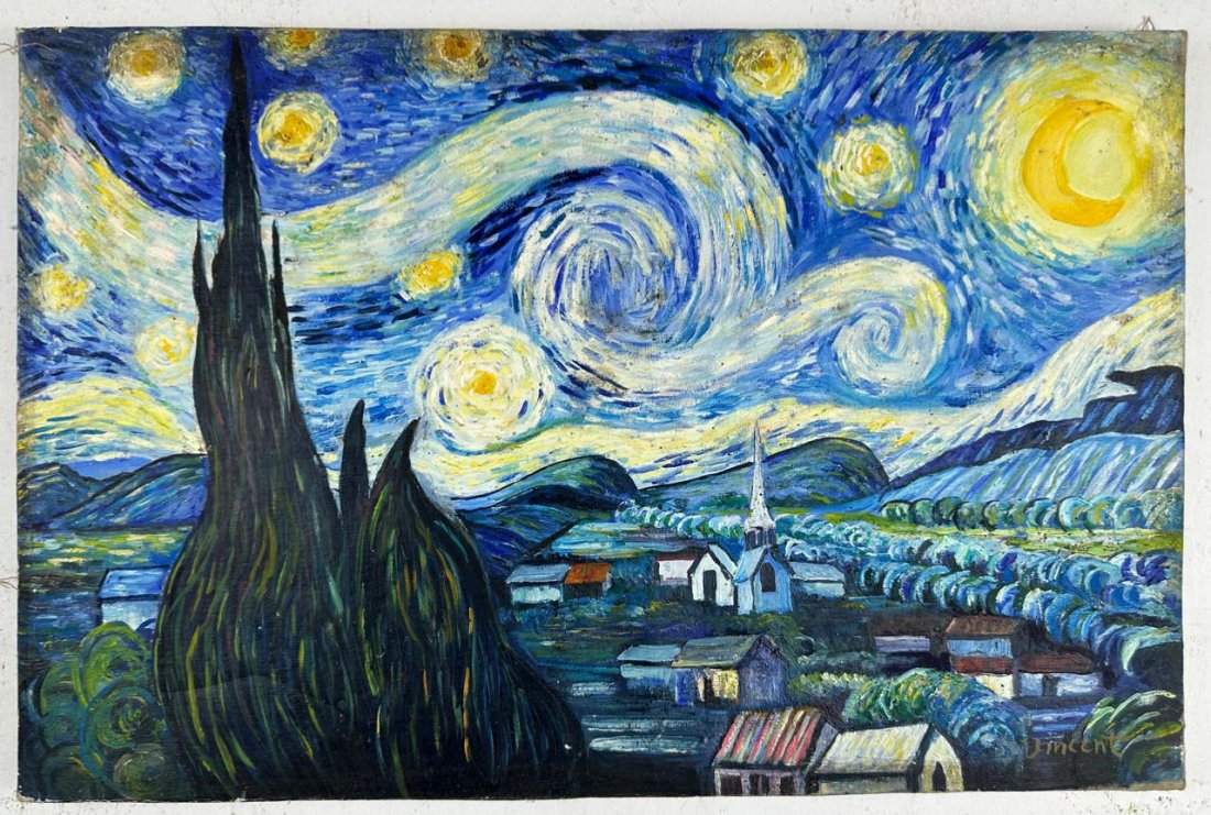 Vincent van Gogh Dutch (Oil on Canvas Painting) in the style of: Rendered in the style of Vincent van Gogh. Technique: Oil on Canvas painting. Measures: 21 x 29 Inches. Provenance: Private collection Europe. "In the style of" means after the artist. The work is fra