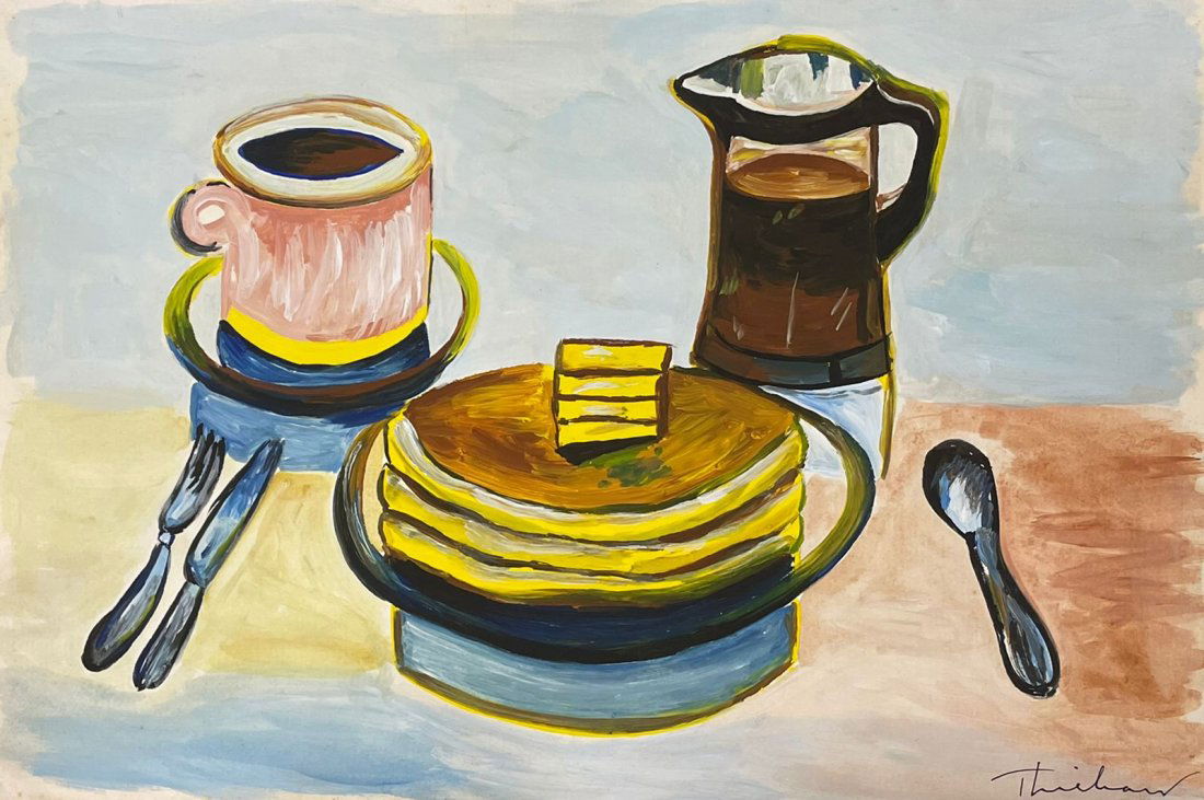 Wayne Thiebaud (Mixed media on Paper Painting) In the style of (1 of 2)