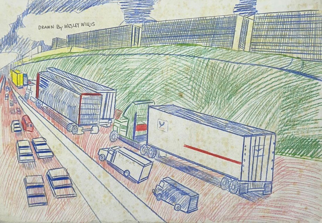 Wesley Willis (Mixed media on paper) style of (1 of 2)