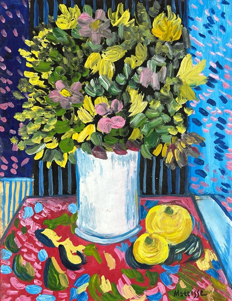 Henri Matisse French(Oil on Paper Painting) in the style of: Rendered in the style of Henri Matisse. Technique: Oil on Paper Painting. Measures: 9.5 x 12 Inches. "In the style of" means after the artist. Provenance: Private Collection. "In the style of" means a