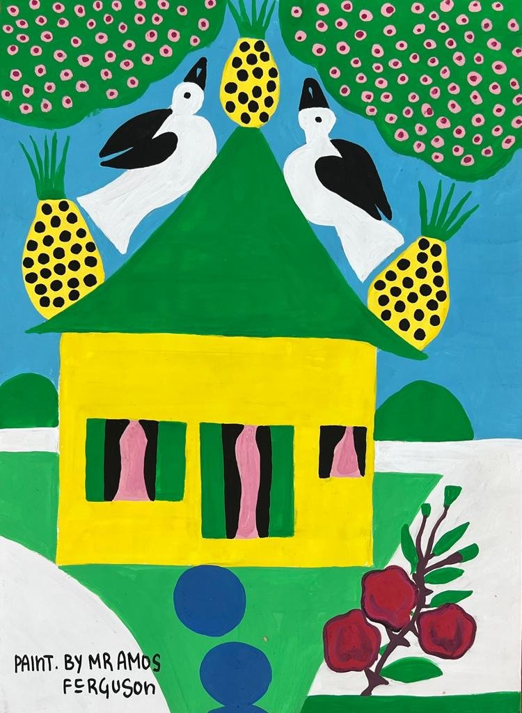 Amos Ferguson (Mixed Media on Paper Painting) in the style of (1 of 4)