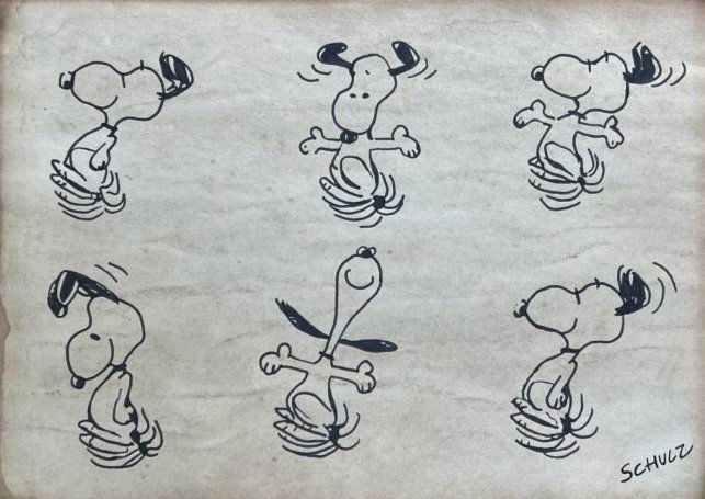 Charles M. Schulz American (Mixed Media on Paper Painting) in the style of (1 of 3)