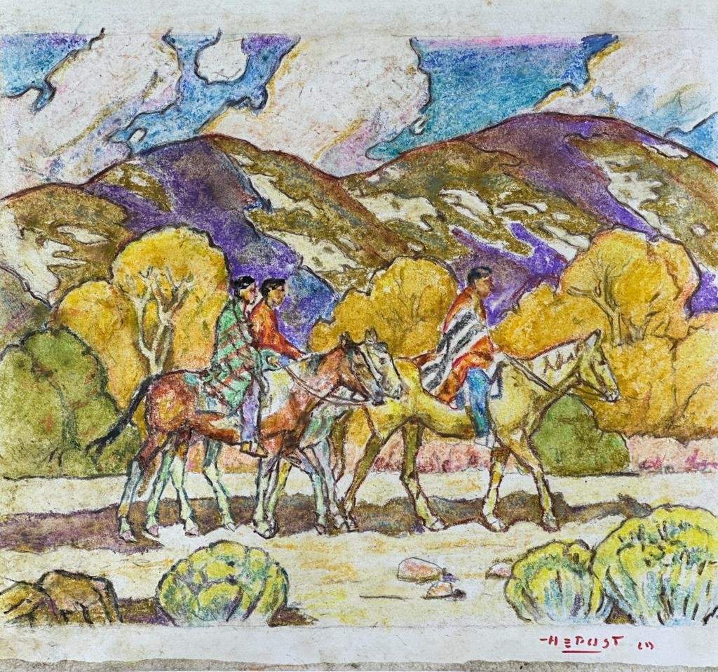 Howard Post American (Mixed Media on Paper Painting) in the style of (1 of 4)