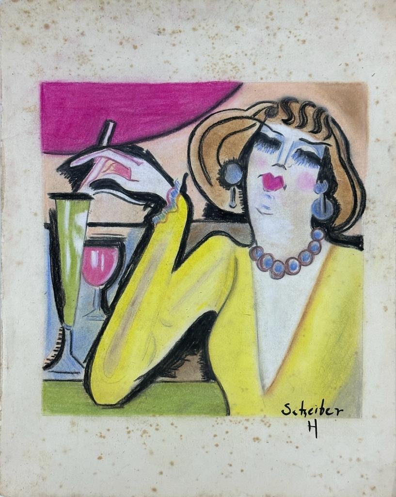 Hugo Scheiber Hungarian (Mixed Media on Paper Painting) in the style of: Rendered in the style of Hugo Scheiber. Technique: Mixed Media on Paper Painting. Measures: 9 x 11.5 Inches. Provenance: Private Collection."In the style of" means after the artist. Scheiber lived bet