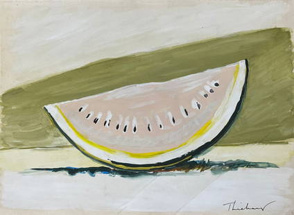 Wayne Thiebaud (Mixed media on Paper Painting) In the style of: Mixed media on paper, Rendered in the style of Wayne Thiebaud. Measures: 8 1/2 x 12 Inches. Provenance:Private Collection. "In the style of" means after the artist. Thiebaud lived between (15 Nov