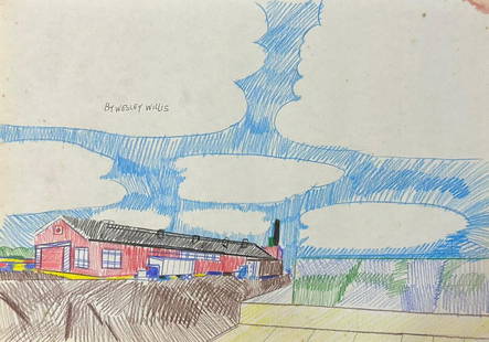 Wesley Willis (Mixed media on paper) style of: Drawing on paper 11 3/4 x 8 1/2 in 3290, manner of Wesley Lawrence Willis (May 31, 1963 ÃƒÂ¢€Ã¢€Å“ August 21, 2003) was an American musician and visual artist. Diagnosed with