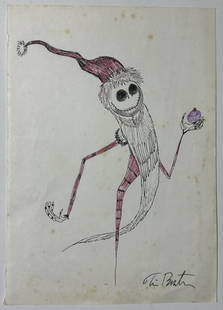 Tim Burton (Ink on paper Painting) In the style of: Ink on paper, Rendered in the style of Tim Burton. Measures: 19 1/2&rdquo; x 27 1/2&rdquo; Inches aprox. Provenance: Private Collection. "In the style of" means after the artist. Maik lived between (2