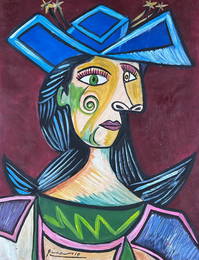 Pablo Picasso Spanish (Oil on Paper Painting) in the style of