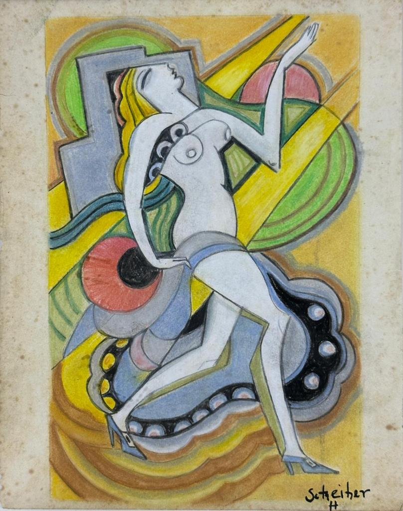 Hugo Scheiber Hungarian (Mixed Media on Paper Painting) in the style of (1 of 4)