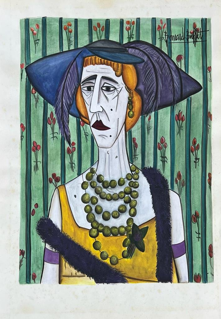 Bernard Buffet (Mixed Media on Paper Painting) in the style of (1 of 4)