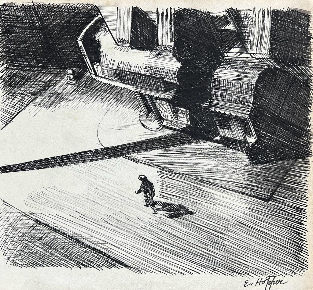 Edward Hopper (Mixed Media on Paper Painting) in the style of (1 of 4)