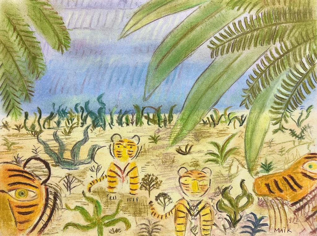 Henri Hecht Maik (Mixed Media on Paper Painting) in the style of: Rendered in the style of Henri Hecht Maik. Technique: Mixed Media on Paper Painting. Measures: 8.5 x 11.5 Inches. Provenance: Private Collection. "In the style of" means after the artist. Maik lived b