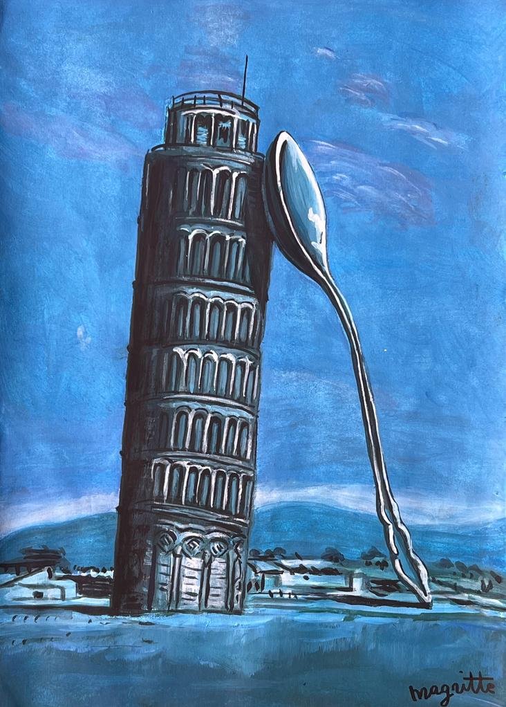 RenÃ© Magritte (Mixed Media on Paper Painting) in the style of (1 of 4)