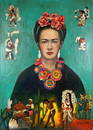 Frida Kahlo Mexican (Oil on Canvas Painting) in the style of