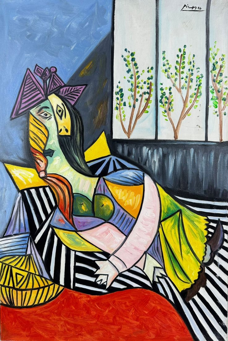 Pablo Picasso Spanish 1881 - 1973 (Oil on canvas Painting) style of: Oil on canvas Painting. Measures: 15.5 x 23.5 Inches. Provenance: Private collection France. Technique: Oil on canvas. Lived between (25 October 1881 8 April 1973) was a Spanish painter, sculptor, pri