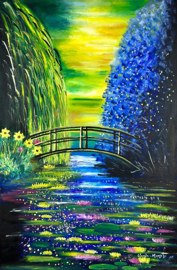 Claude Monet French (Oil on Canvas Painting) in the style of: Rendered in the style of Claude Monet.Technique: Oil on Canvas Painting. Measures: 15.5 x 23.5 Inches. Provenance:Private Collection Europe acquired by descent."In the style of" means after the artist