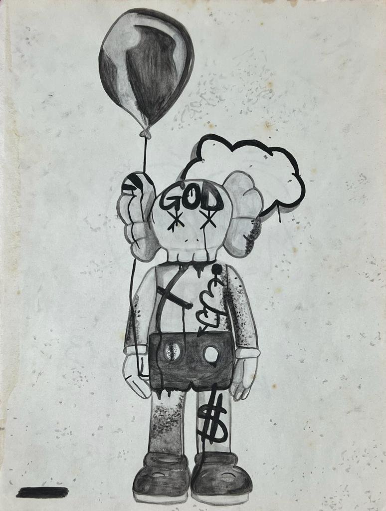 Kaws (Mixed Media on Paper Painting) in the style of (1 of 4)