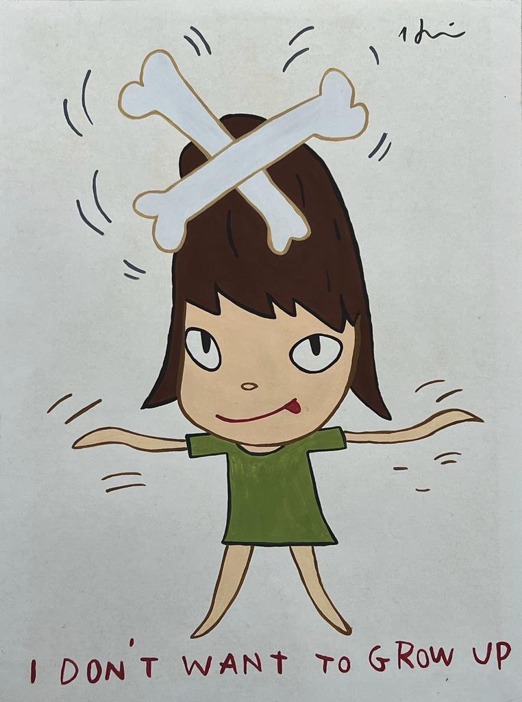 Yoshitomo Nara (Mixed Media on Paper Painting) in the style of (1 of 4)