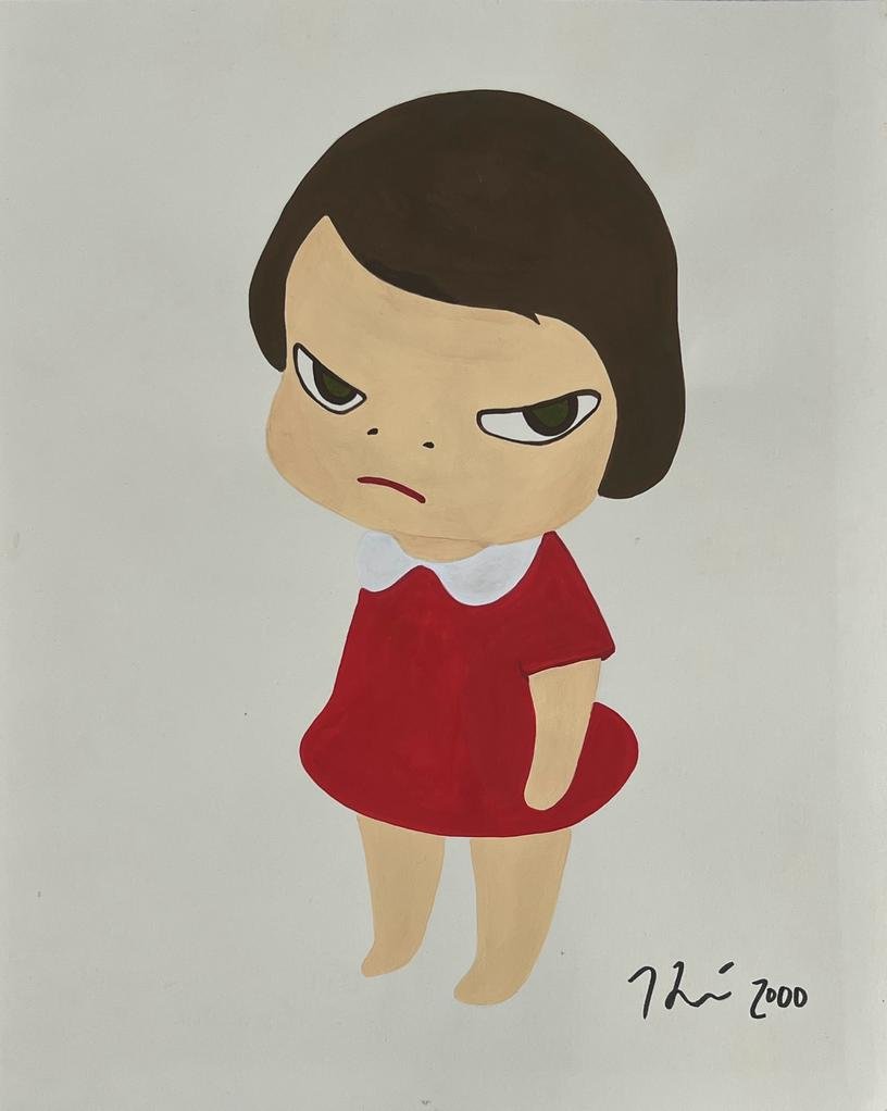 Yoshitomo Nara (Mixed Media on Paper Painting) in the style of (1 of 4)