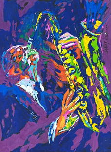 LeRoy Neiman (Mixed Media on Paper Painting) In the style of: Rendered in the style of LeRoy Neiman. Technique: Mixed Media on Paper Painting. Measures: 8.5 x 11 Inches. Provenance: Private Collection. "In the style of" means after the artist. Neiman lived