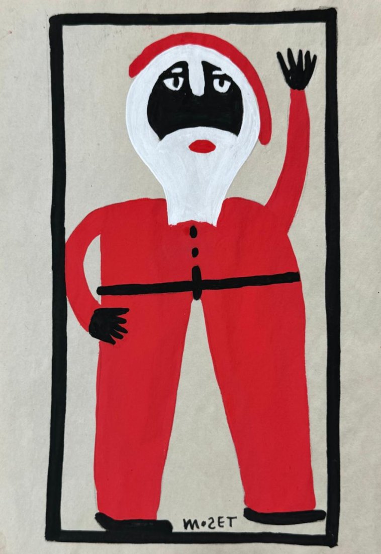 Mose Tolliver (Mixed media on Paper Painting) In the style of: Mixed mediapainting on paper, Rendered in the style of Mose Tolliver. Measures: 8 1/2” x 11 3/4”. Provenance:Private Collection."In the style of" means after the artist. Tolliver lived bet