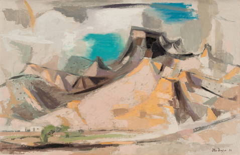 Otis Dozier (1904-1987) Chimayo Hills (New Mexico), 1952: Otis Dozier (1904-1987) Chimayo Hills (New Mexico), 1952 oil on board 24 x 36 inches 29 x 41 inches (frame) signed lower right: Otis Dozier '52 verso: titled and dated on stretcher A nearly identical,