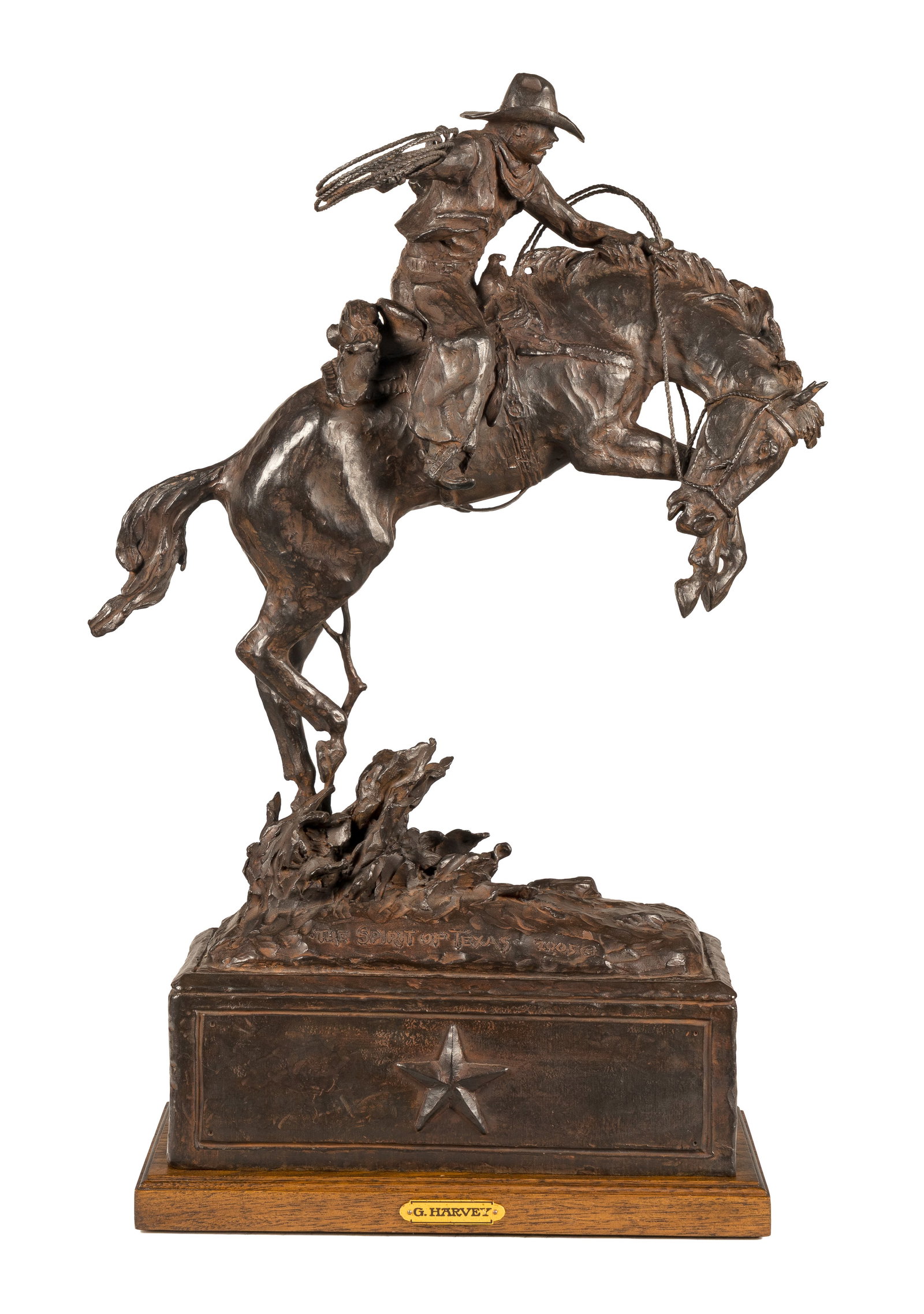 G. Harvey (1933-2017), The Spirit of Texas, 2005, bronze, 1/50, 22.5 x 14.5 x 10 inches: G. Harvey (1933-2017) The Spirit of Texas, 2005 bronze, 1/50 inscribed: G. Harvey 2005 © The Spirit of Texas 1/50 22.5 x 14.5 x 10 inches Provenance: Private Collection, Southlake, Texas