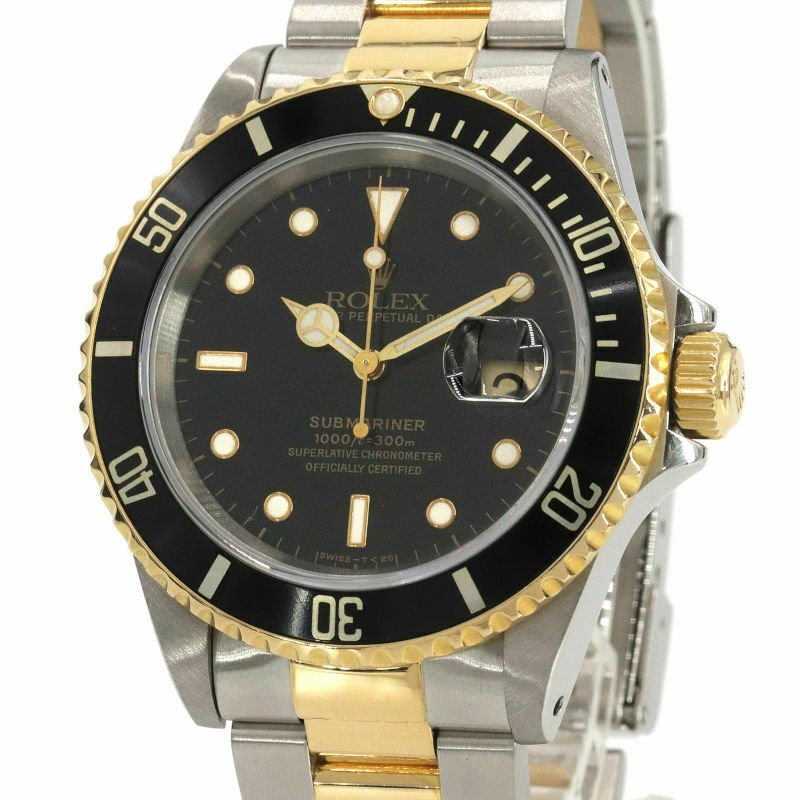 ROLEX Submariner Date 16613 K18YG Polished Black Dial Men's Watch (1 of 5)