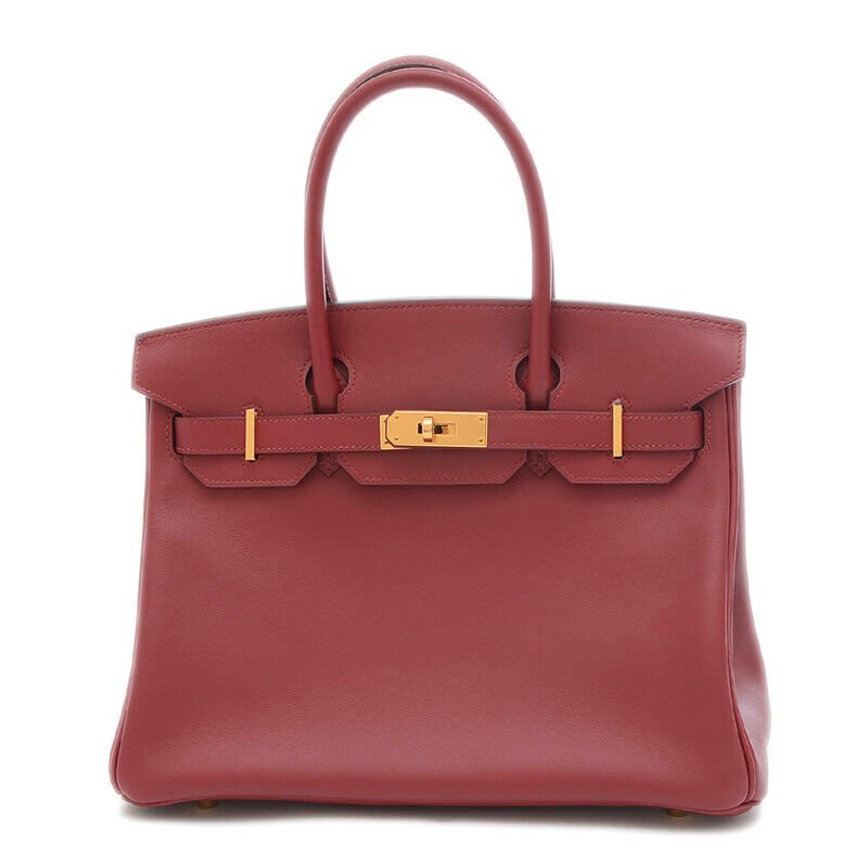 HERMES Birkin 30 Jonathan Rouge Viff Gold Metal Fittings Women's Handbag (1 of 7)