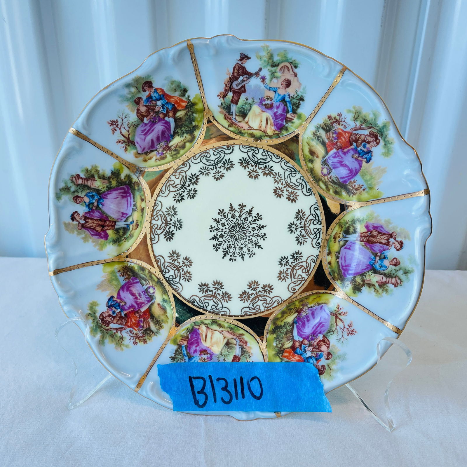 Western German Plate- Gilded, Handpainted & Excellent Condition- Capodimonte style of imagery (1 of 9)