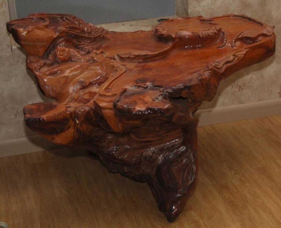 Chinese Carved Dragon Wood Root Tea Table 28 X40